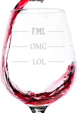 LOL-OMG-FML Funny Wine Glass